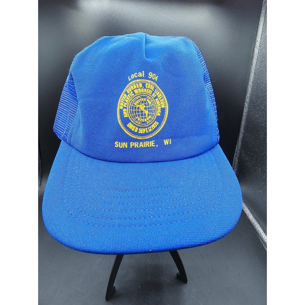 Vintage Kromer Local 904 Rubber Workers Union Trucker Hat Blue Sun Prairie WI